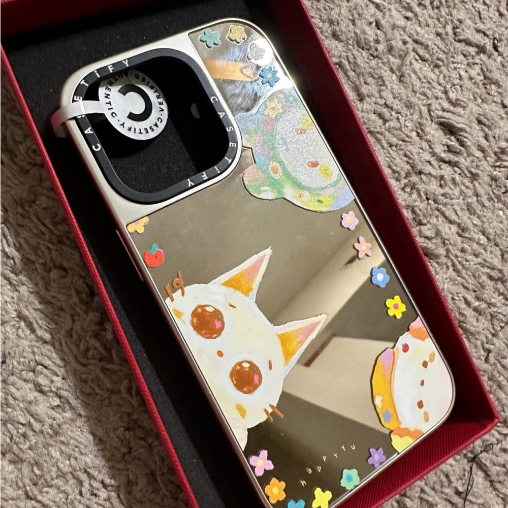 Casetify Reflective Cat and Floral Phone Case